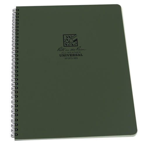 Rite-In-The-Rain Maxi-Side Spiral Notebook Green 8.5in x 11in